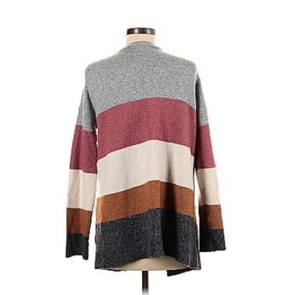 Pinque Womens Cardigan Sweater Long Sleeve Open Front Striped Pockets Size Small - Picture 7 of 16